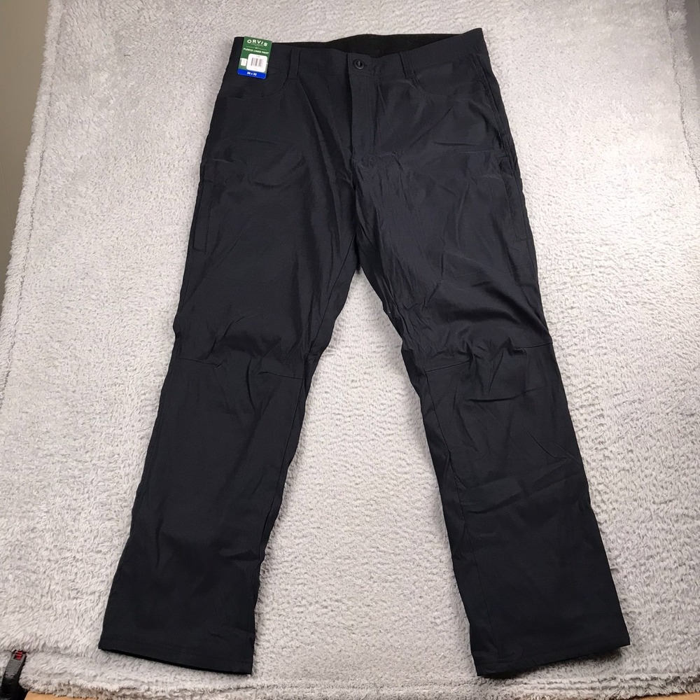 Orvis Fleece Lined Pants Mens 36x32 Black Performance Hiking Camping NEW NWT